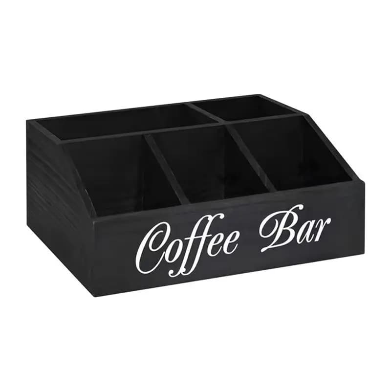 【Ship Within Coffee Station Counter Organizer Countertop Wooden Basket Holder Wood Coffee Pods Holder Storage Basket For Offices