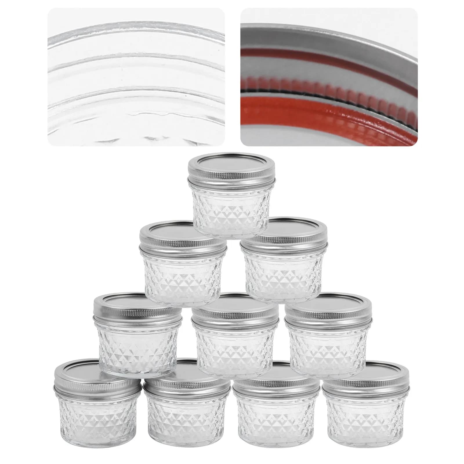 10Pcs Juice Bottles Diamond Structure Jam Jars Kitchen Storage Sealed Containers Honey Glass Storage for Food Preservation