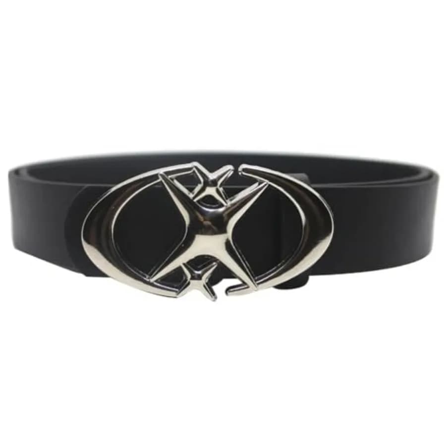 EMMIOL Cool Y2K Belt Women bb Belt Silver Buckle Oval D Ring Star Belts Trendy Streetwear Punk for Jeans