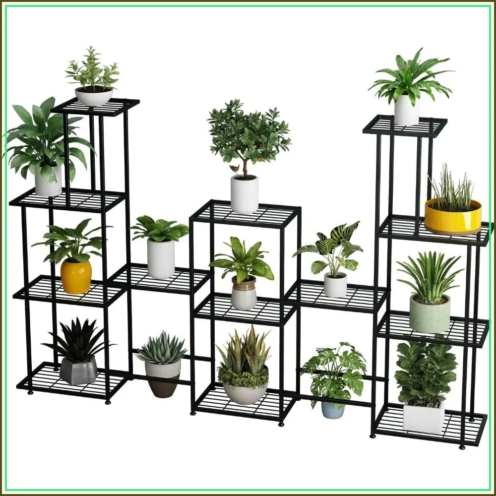 13-Tier Tall Plant Stand, 15 Pots, Black Steel Shelf for Indoor Outdoor Patio Garden Balcony