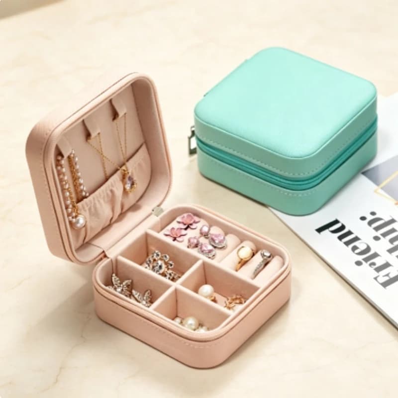Mini Leather Travel Laptop - Organizer for Jewelry, Earrings, Necklaces and Rings