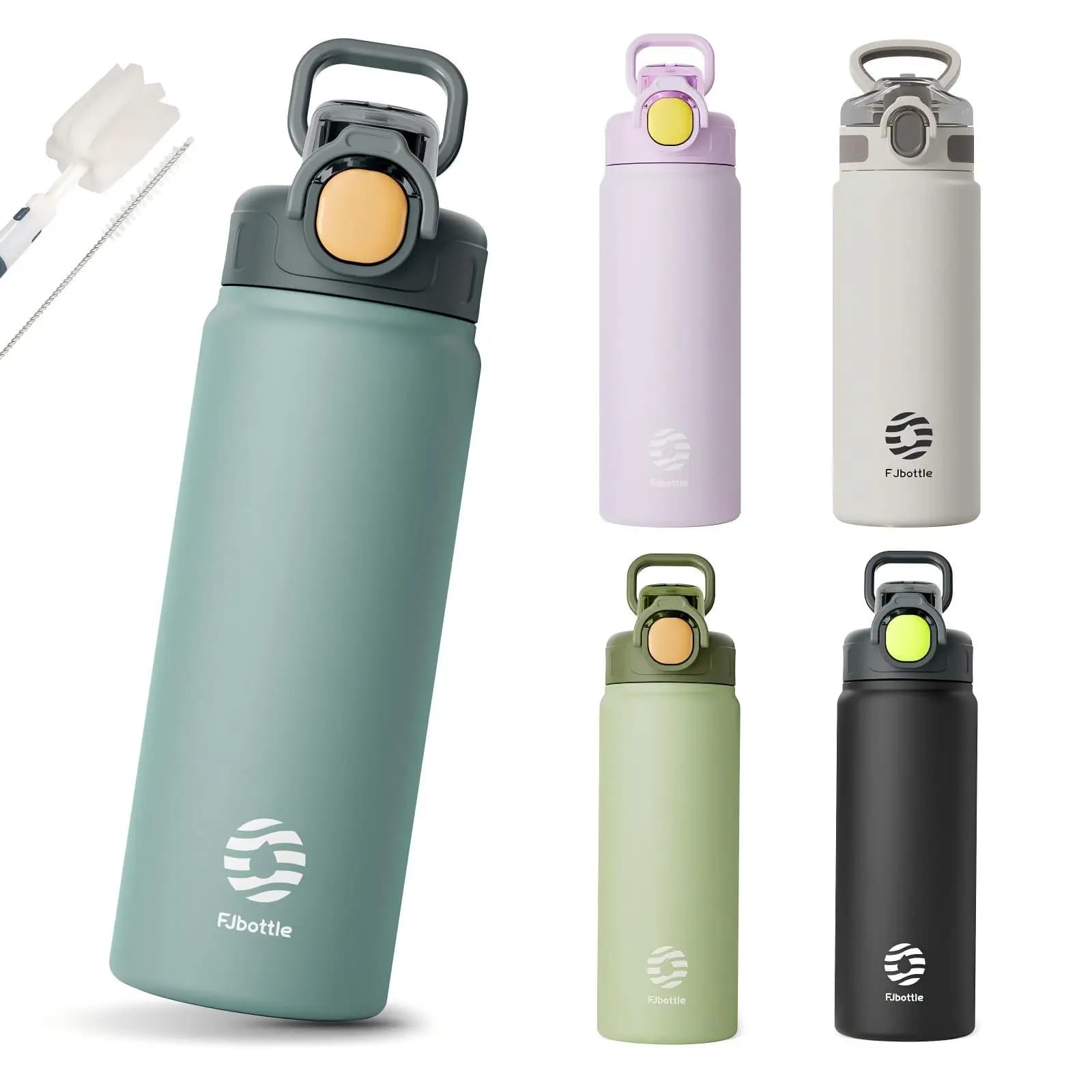FEIJIAN Thermos Bottiglia con cannuccia 600ml 720ml Tazza termica in acciaio inossidabile Boccetta isolata per auto Bicchiere d'acqua per sport all'aria aperta