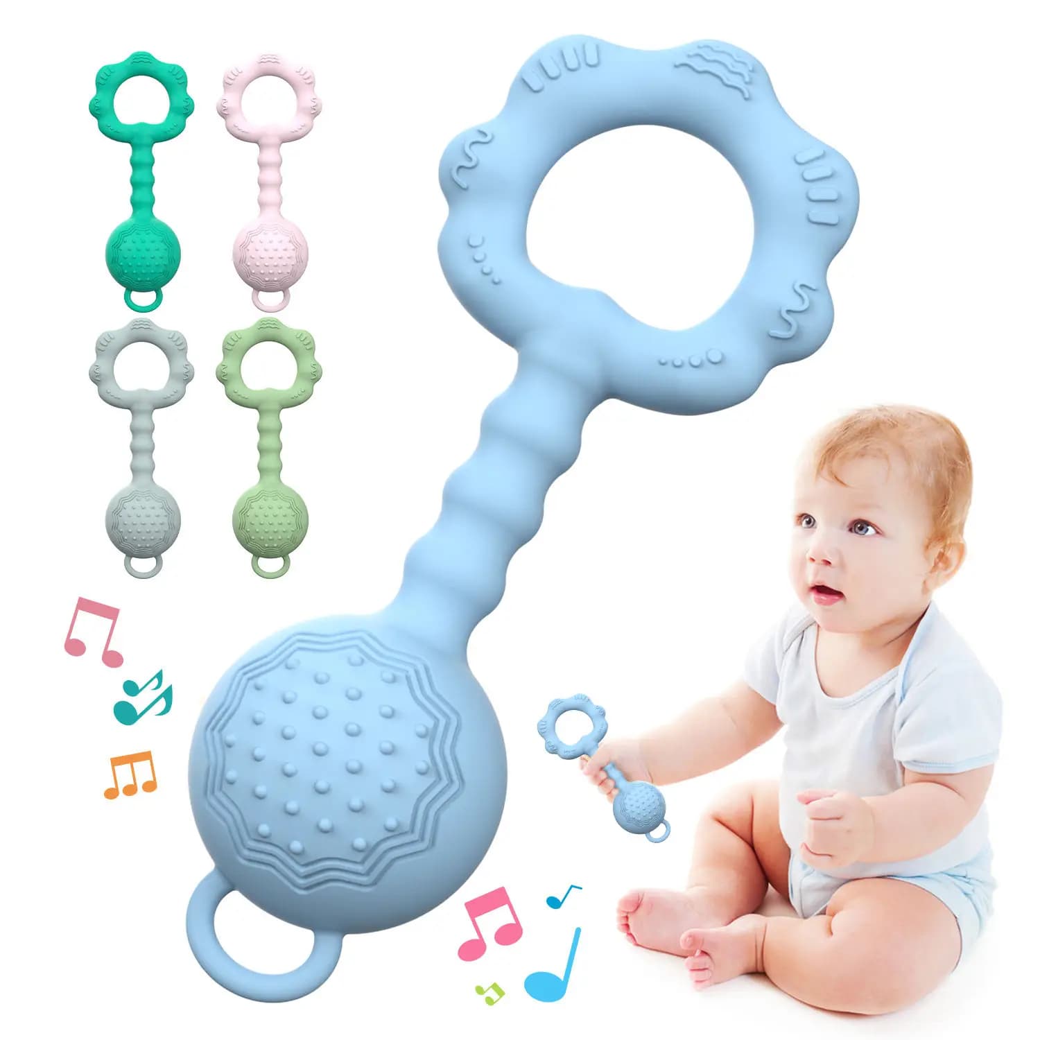 Neonati Neonati Cose Ansia Sonaglio Giochi Massaggiagengive Sensoriale in silicone Massaggiagengive per bambini Autismo Morso Dentizione Giocattoli da masticare Regalo di nascita
