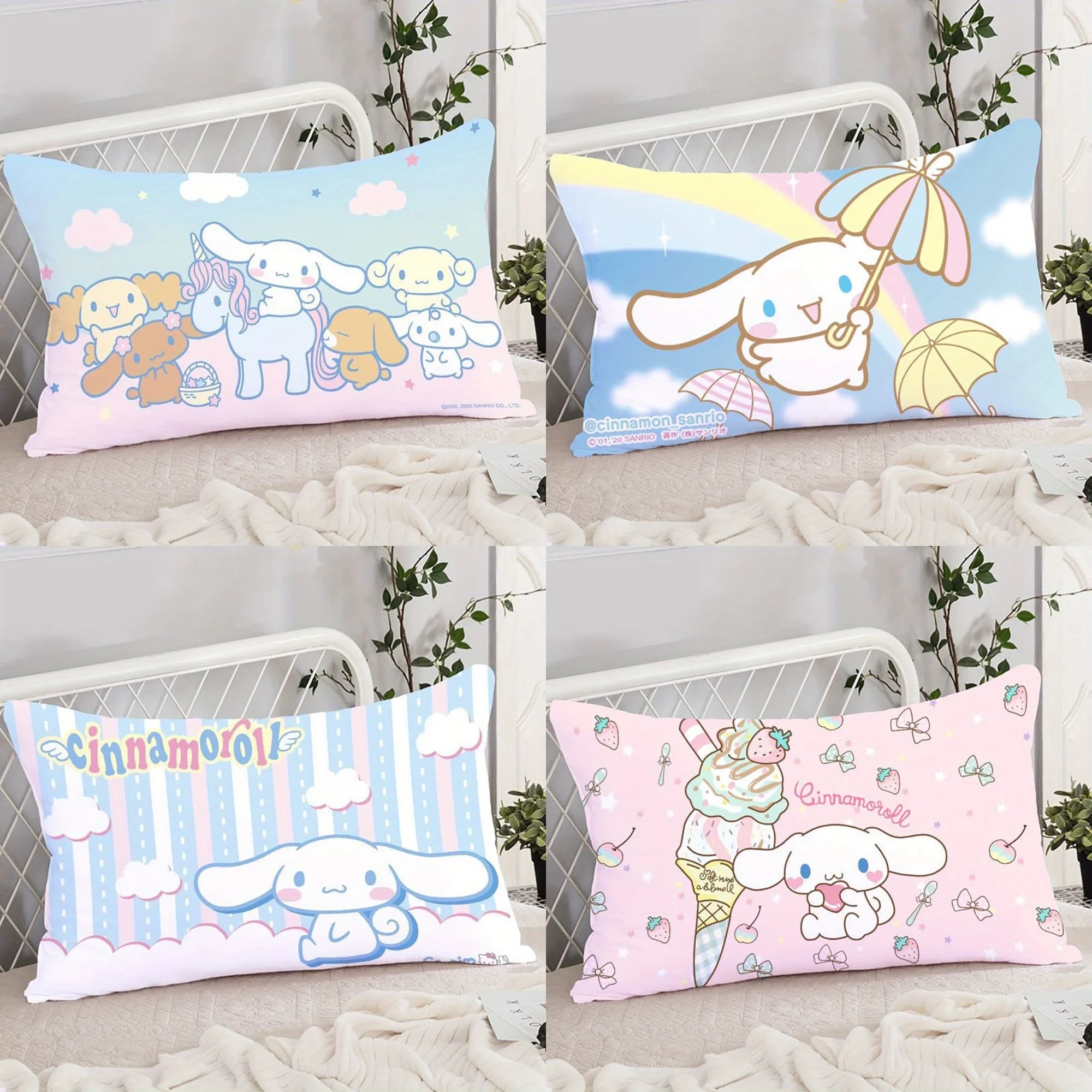 1 pillowcase Sanrio Cinnamoroll, ice cream design with rainbow unicorn, soft polyester pillowcase for sofa bed