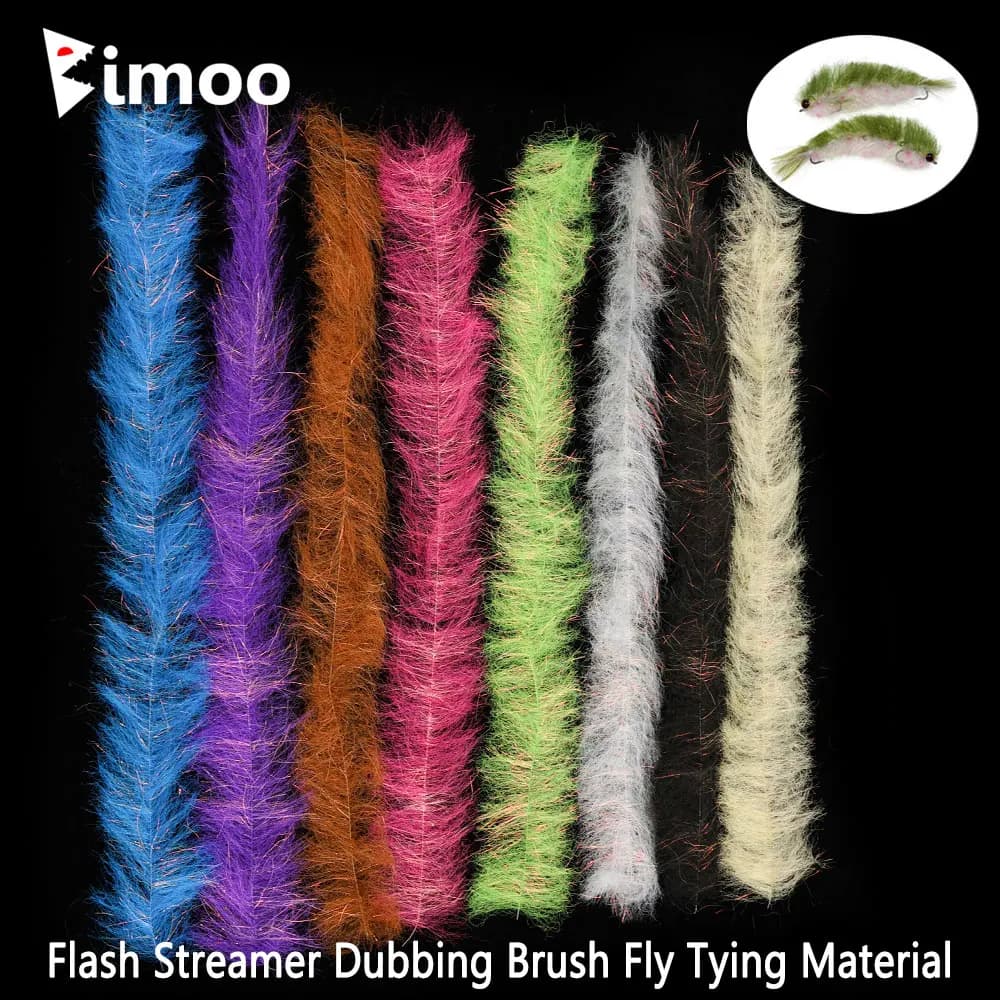 Bimoo 2 pz Flash Streamer Dubbing Brush Fly Tying Materiale Per Minnow Baitfish Streamer Luccio Steelhead Esche Da Pesca In Acqua Salata