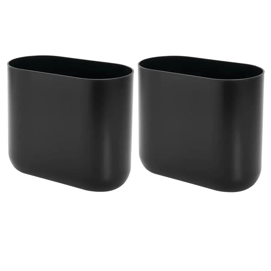 Piccola pattumiera da bagno in plastica sottile, pattumiera per camera da letto, ufficio, scrivania, dormitorio, confezione da 2, nera