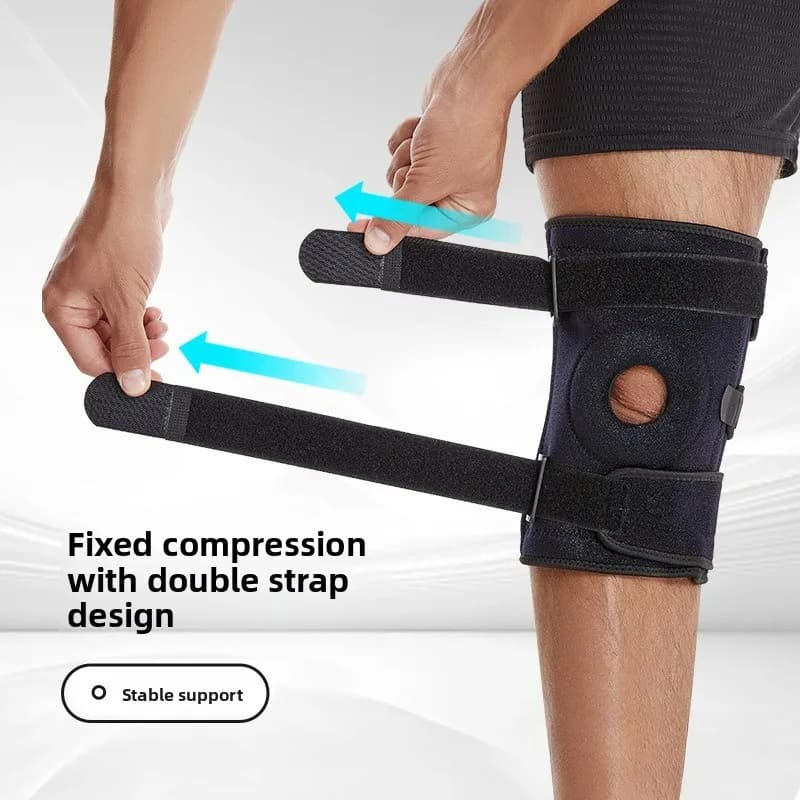 Ginocchiera antiscivolo traspirante a compressione con doppia cinghia con supporto a molla integrato, speciale protezione dell'articolazione del ginocchio per la corsa