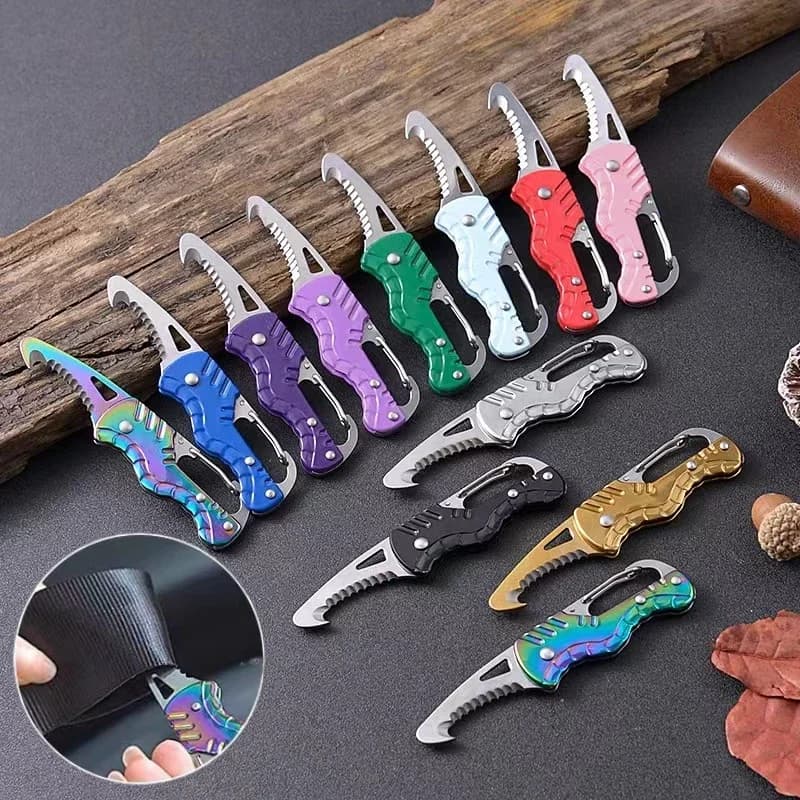Coltello Multiuso G18 2026, Alta Durezza, Pieghevole, Lama Dentellata Affilata, Gancio Portachiavi, per Taglio e Sopravvivenza