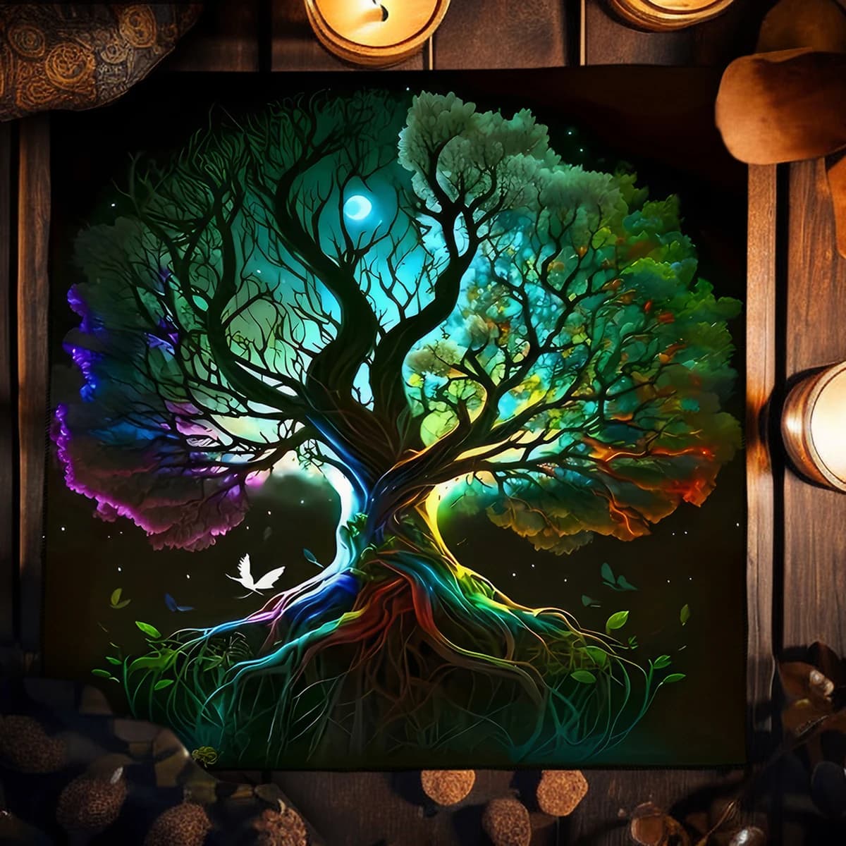 Albero della vita Tarocchi Carta Tovaglia Altare Panno Cielo stellato Albero Tarocchi Tovaglia Astrologia Oracolo Carta Zerbino Witchy Home Decor