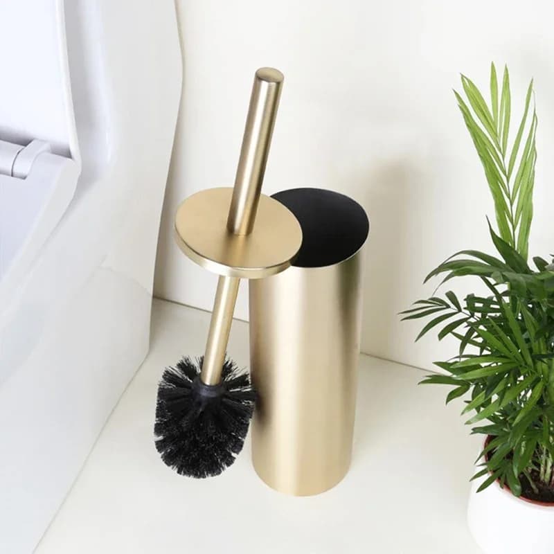 Scopino per WC di lusso con guscio in metallo, porta scopino per WC, senza angolo morto, strumenti per la pulizia della casa, accessori per il bagno