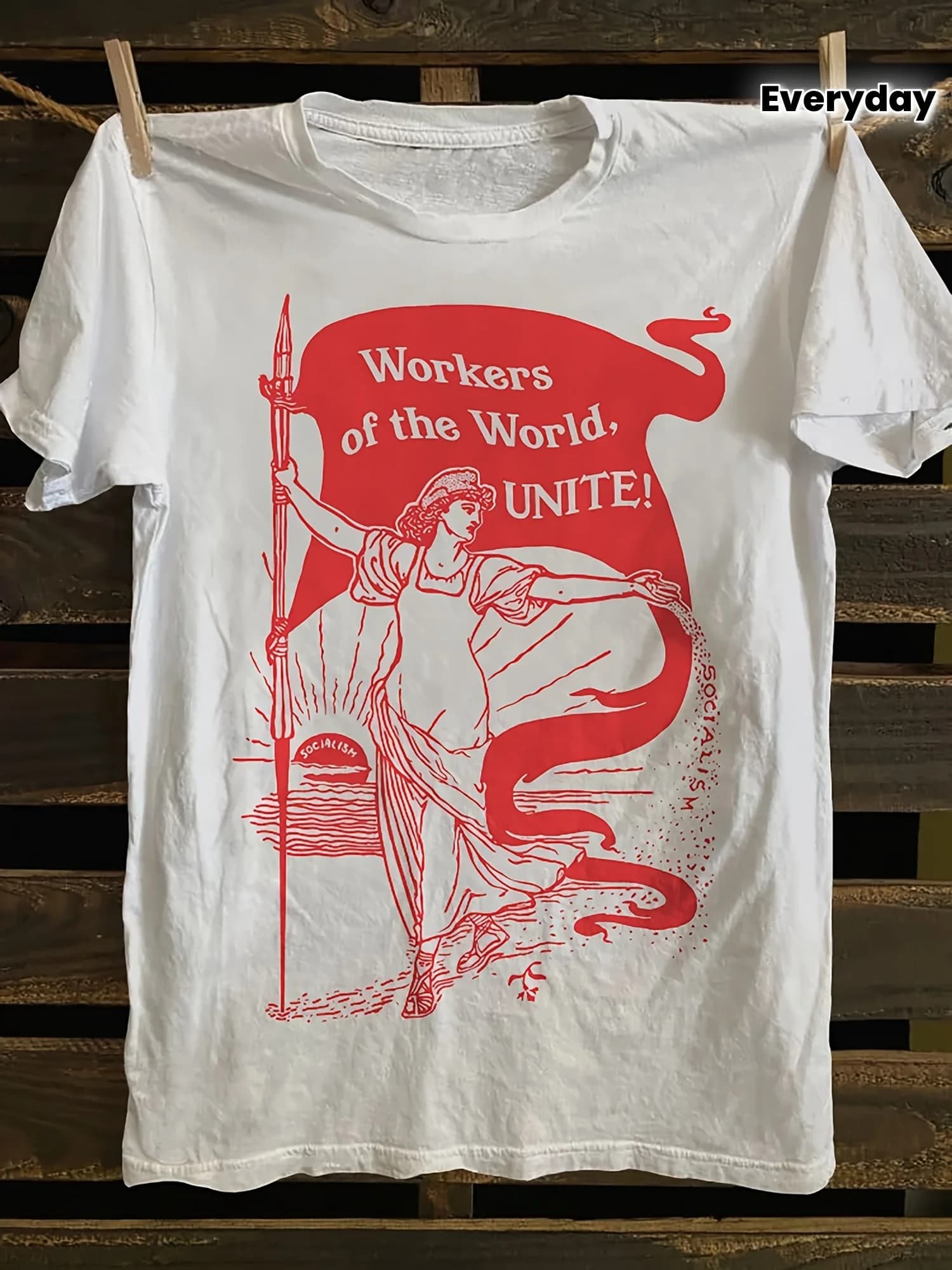 Men's and Women's Retro Marxist Pattern T-shirt "Workers of the World Unite!" Labor Movement T-shirt