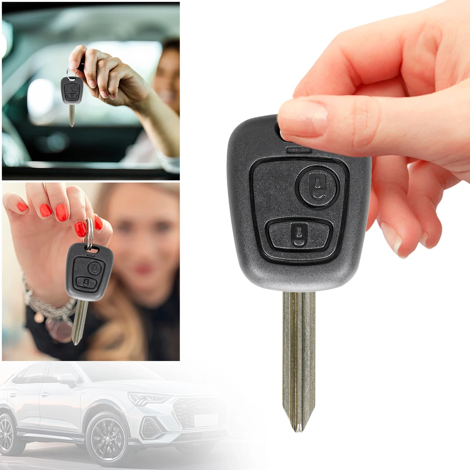 Chiave a distanza per auto a 2 pulsanti Fob 433 MHz Auto Keyless Entry Telecomando ID46 Chip Chiave a distanza per auto per Citroen Xsara Picasso Berlingo