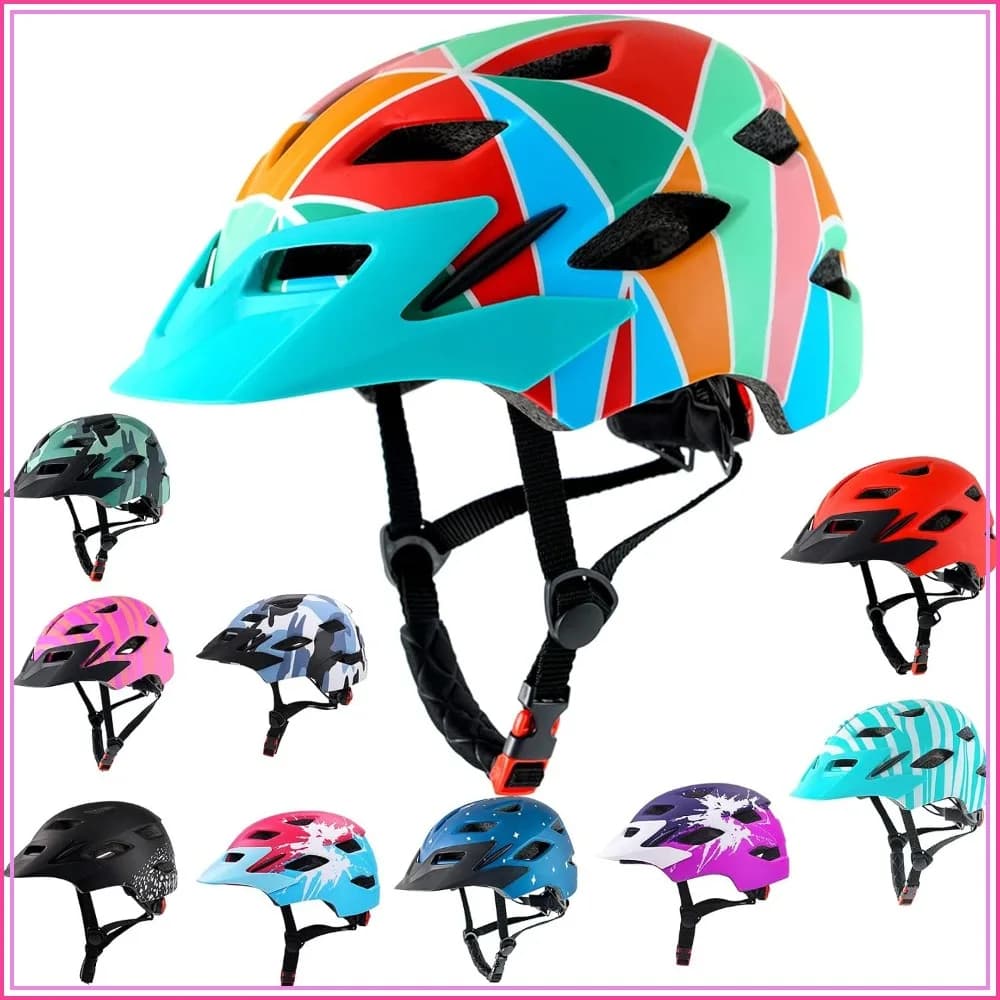 Kids Bike Helmet with LED Light, Detachable Visor, Adjustable & Lightweight for Cycling, Skating, Scooter, 19.7-22.4 inches