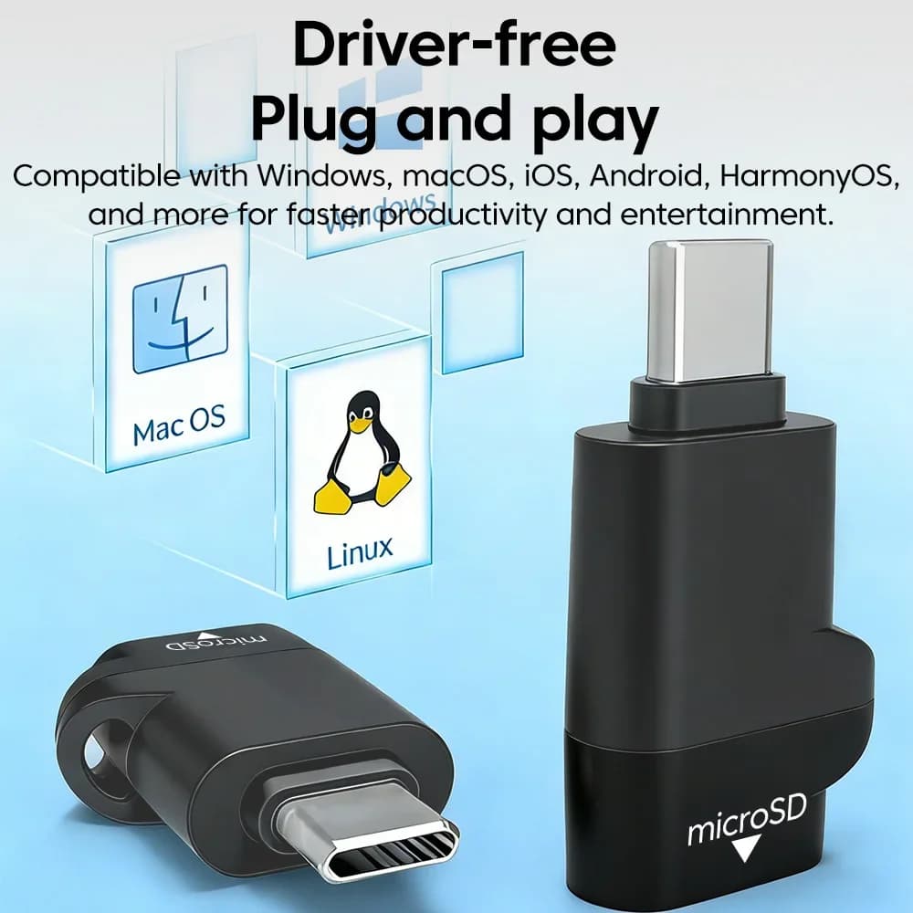 Mini USB C Card Reader 3.0 High Speed TF Memory Adapter Smart Speaker Firmware Update File Transfer