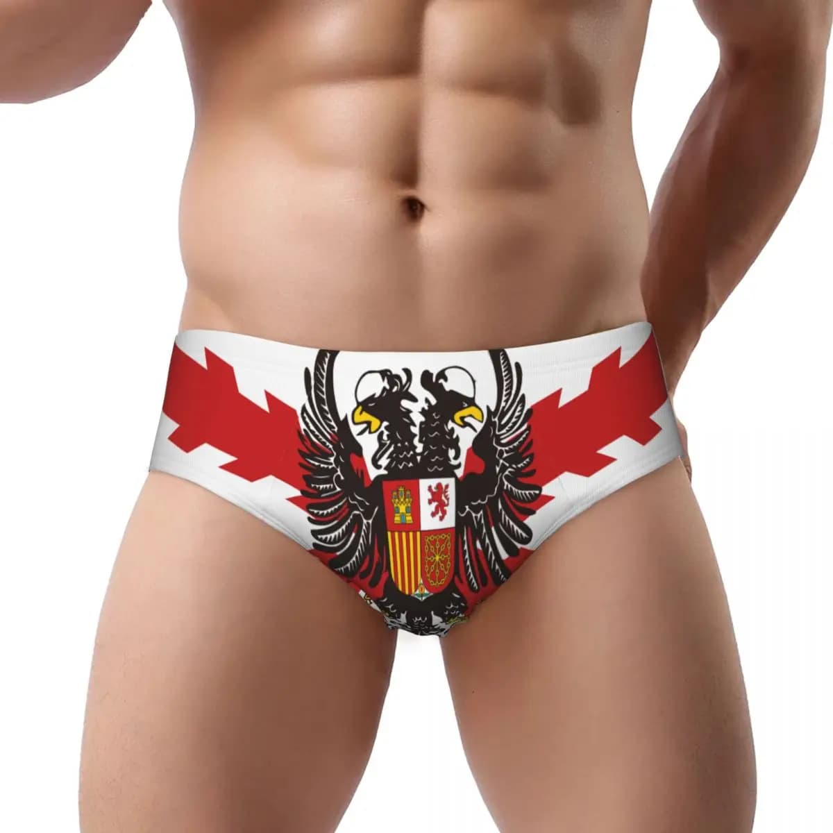 Slip da uomo personalizzati della legione spagnola Mutandine da uomo traspiranti Spagna Borgogna Croce Mutande intimo