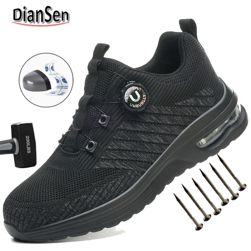 Scarpe antinfortunistiche sportive da uomo Stivali da lavoro con punta in acciaio Anti-smash Anti-puntura Comodi stivali da lavoro traspiranti per lavorare come escursionismo