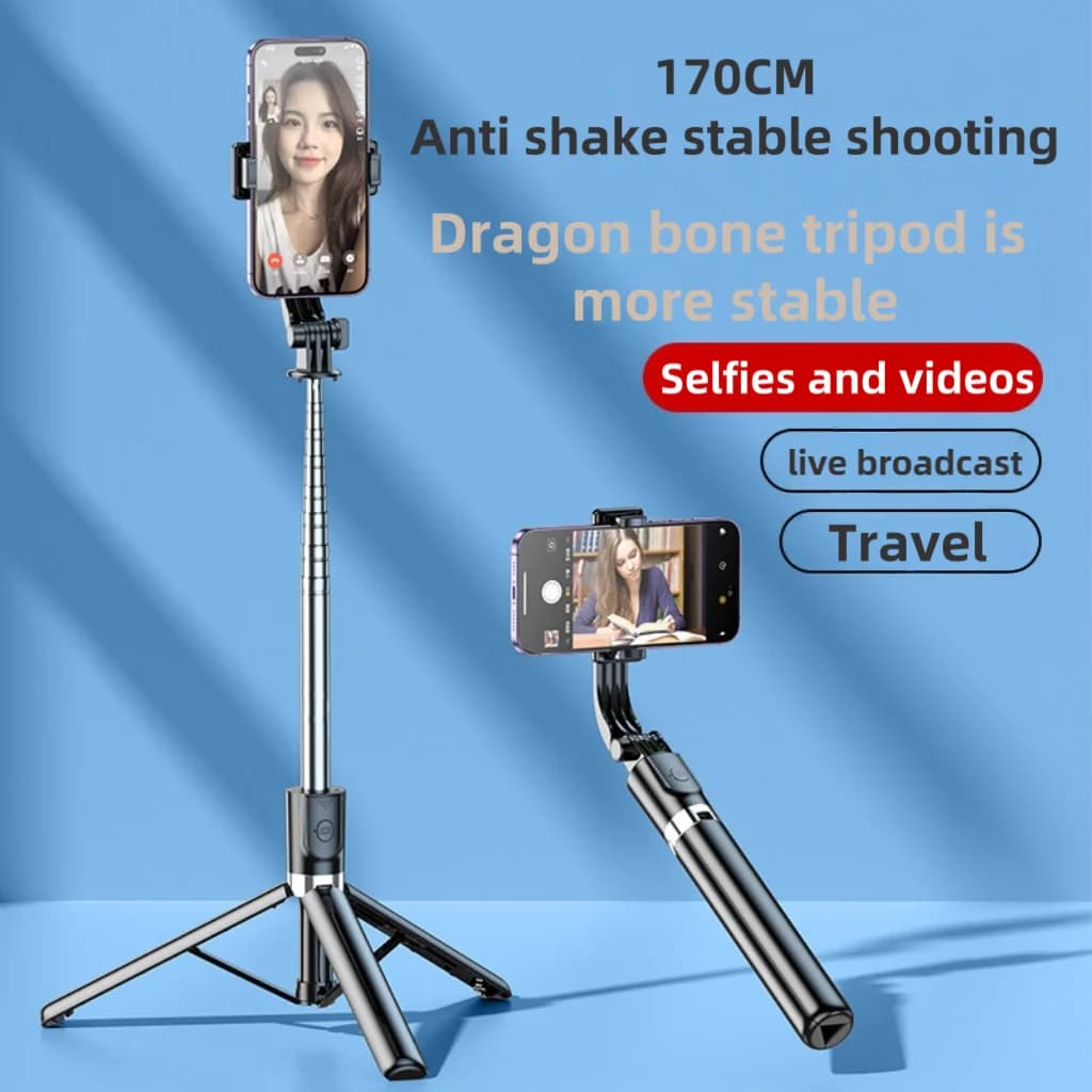 Mini treppiede pieghevole wireless a quattro assi, selfie stick, con selfie Bluetooth, 360 ° luce di riempimento, adatta a tutti i modelli di telefoni