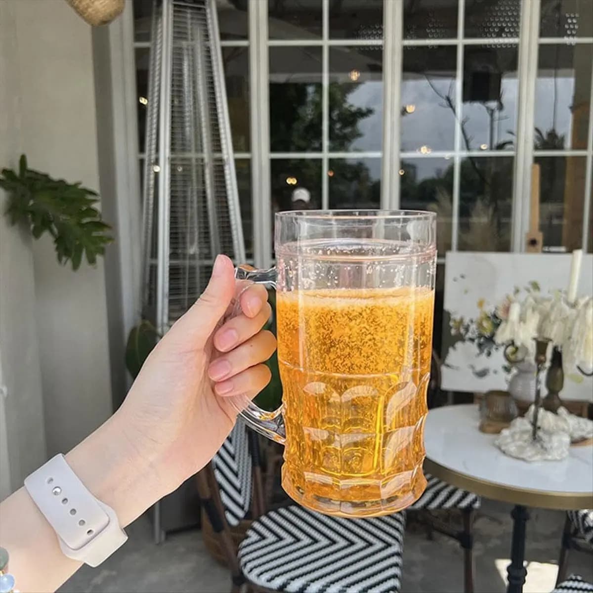 Bicchieri da birra, birra divertente a doppio strato da 420 ml, tazza da birra doppia finta finta con mezzanino, tazza da birra con manici