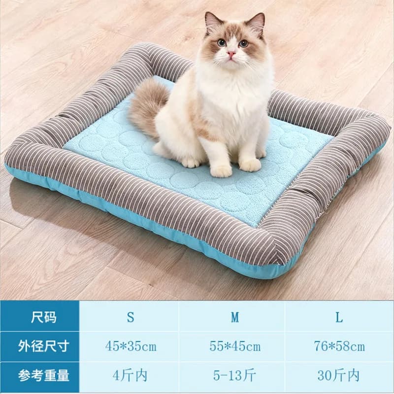 Nuovo Tappetino Estivo Rinfrescante per Cani e Gatti, Morbido e Confortevole, Design alla Moda, Materasso a Strisce e Quadretti