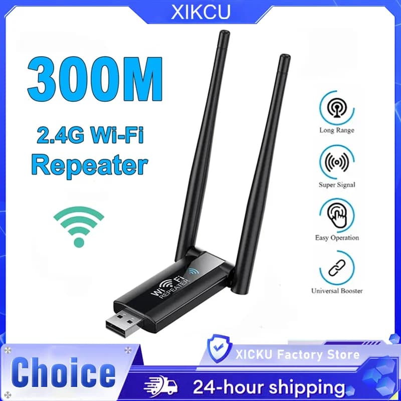 Ripetitore WiFi USB Wireless 2.4G 300Mbps, Amplificatore di Segnale WiFi, Router Wi-Fi a Lungo Raggio per Estensione della Rete Domestica