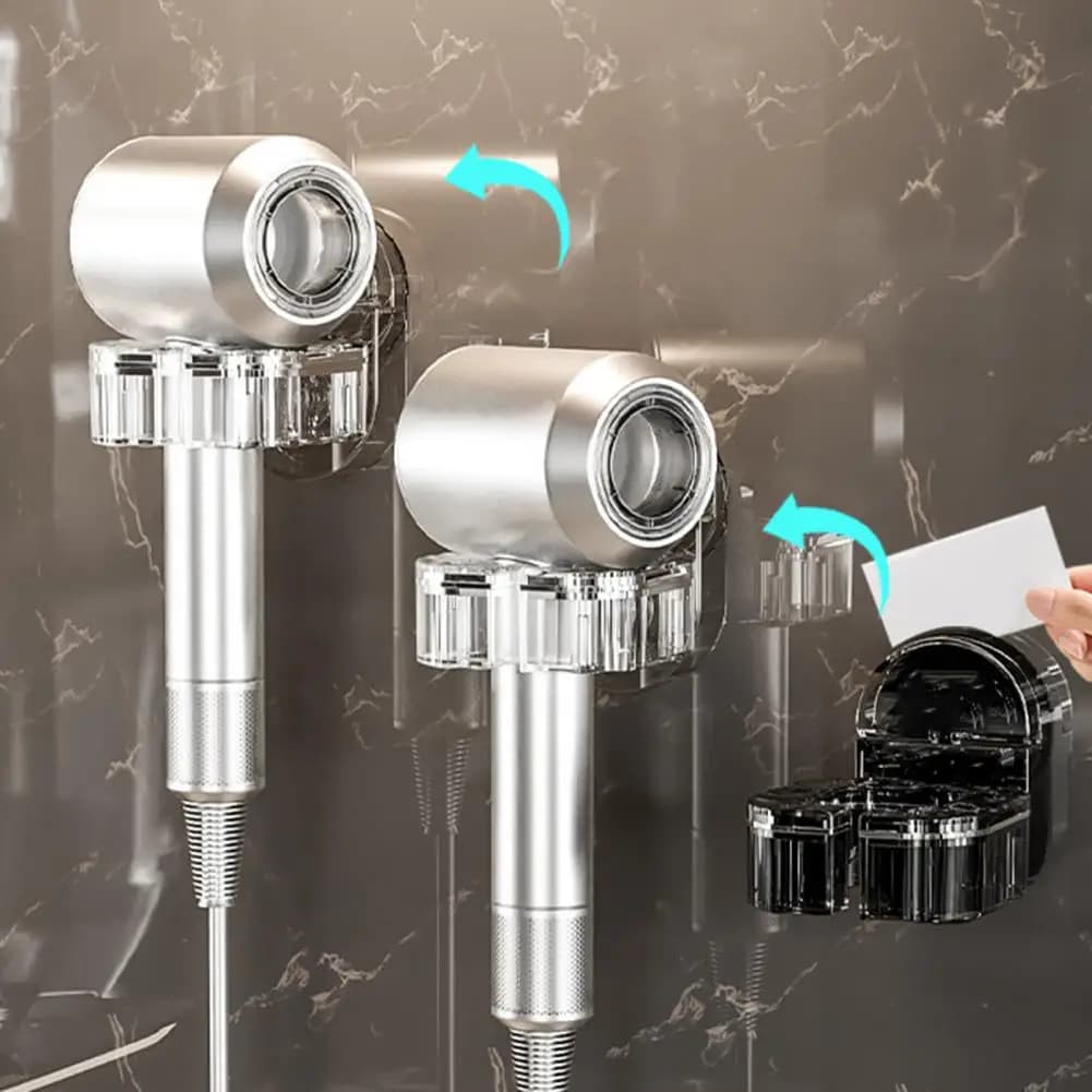 Hair Dryer Holder Bathroom Organizer Wall Mount Hair Dryer Rack with Suction Cup Adjustable Straightener Holder Easy