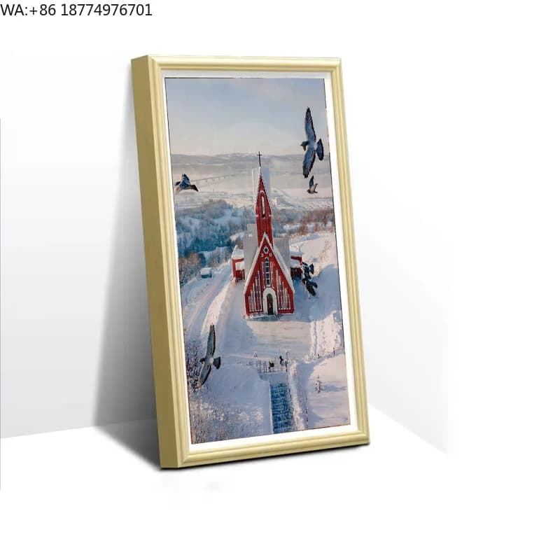 Cornice Digitale Intelligente da 22 Pollici con Schermo LCD, Video in Movimento, Audio MP4 MP3, Materiale Acrilico e Legno, Spina USA per Album Fotografico NFT con Effetto Movimento