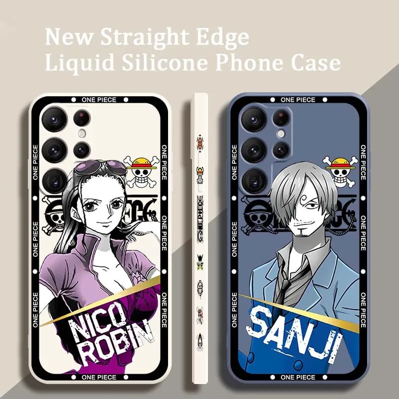 Custodia per telefono One Piece Nico Robin Sanji con cordino liquido per Samsung Galaxy S26 S25 S24 S23 S22 S21 S20 Ultra Plus FE 5G