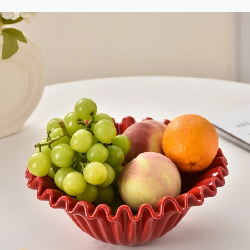 Piatto per Frutta in Ceramica Irregolare, Vassoio Portaoggetti da Tavolo, Piatto per Snack, Piatto da Dessert, Piatto per Frutta Secca