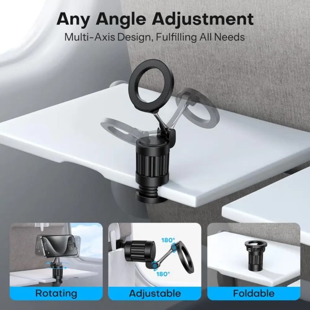 New Foldable Travel Phone Holder 360° Rotating Handsfree Magnetic Airplane Phone Stand Portable Metal for Magsafe Stand