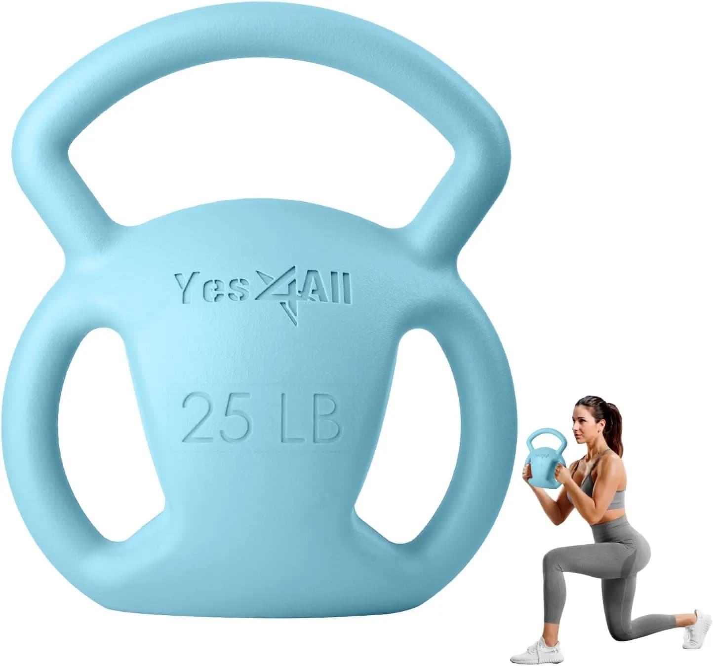 Kettlebell a 3 maniglie per Donne e Uomini, Impugnatura Testurizzata, 5-25 libbre, Allenamento Completo del Corpo per Palestra Domestica