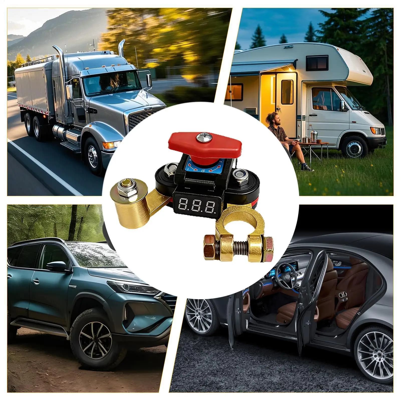 Interruttore di Spegnimento per Batteria Auto 12V/24V, Isolatore di Batteria per Uso Automobilistico Intensivo, Dispositivo di Spegnimento per Circuito Elettrico Negativo