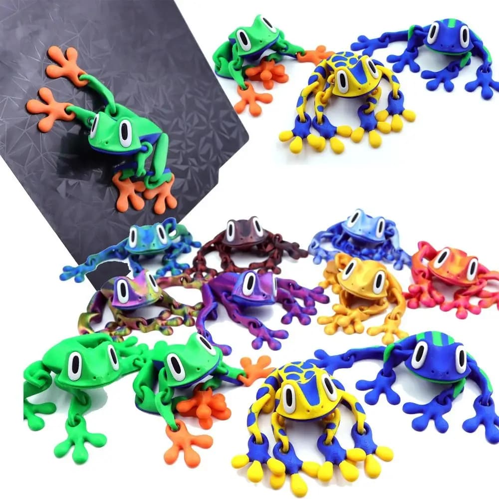 Modello di Rana Stampato in 3D con Articolazioni Mobili, Scultura Realistica Magnetica, Giocattolo Artigianale per Bambini