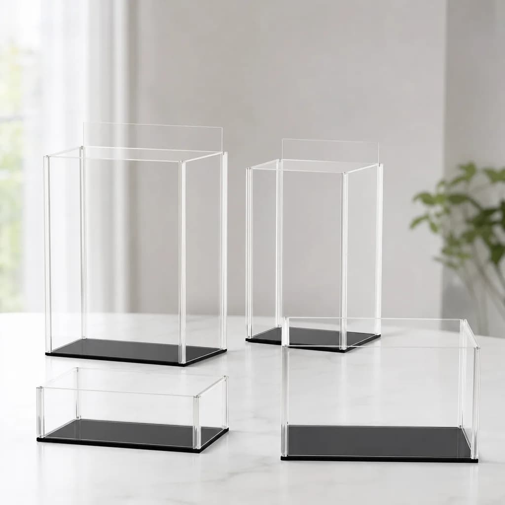 Odoria Display Case Acrylic Clear Box Sliding Door for Sport Ball Collectible Doll Figures Model Showcase Storage Bin Protecter