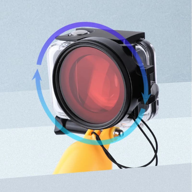 16x HD Macro Lens + Red Underwater Filter Purple 58mm Loose Ring Adapter Cap for GoPro 8 9 10 for Hero Waterproof Case