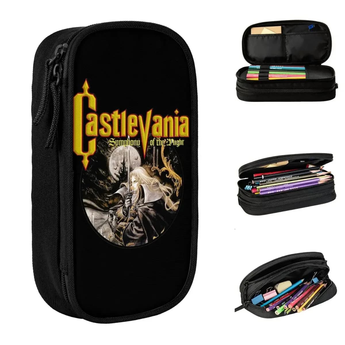Castlevania Symphony Of The Night Merch Astuccio per matite di grande capacità Materiale scolastico per bambini Astuccio per penne Regalo di compleanno