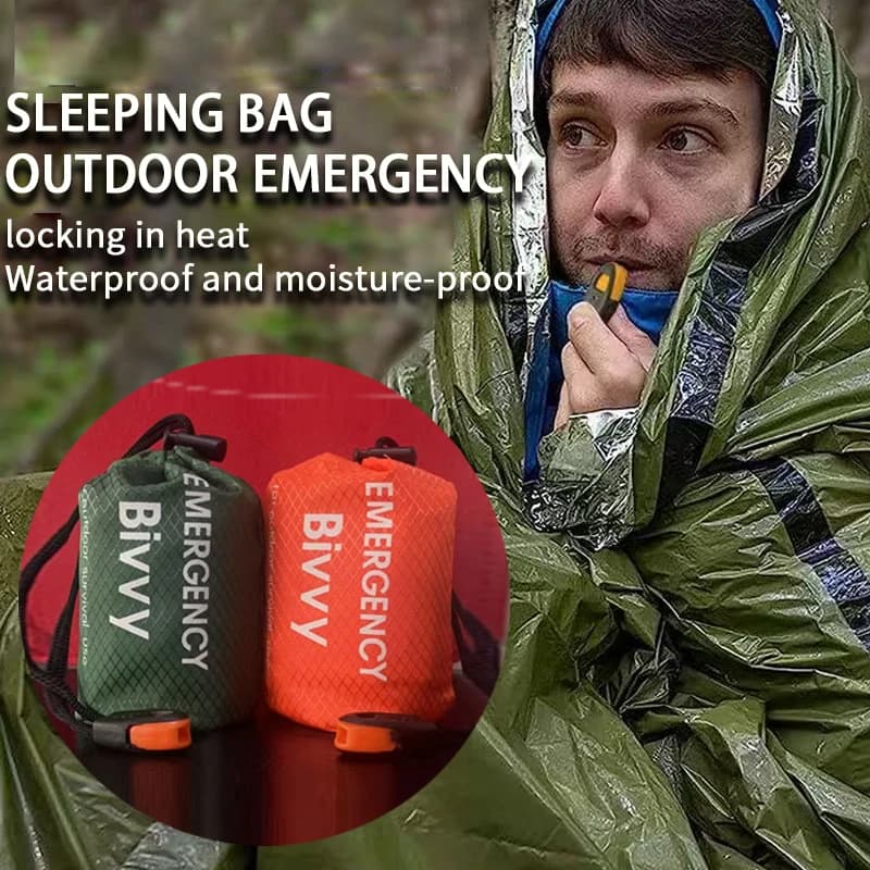 Portable waterproof emergency survival sleeping bag, outdoor EDC camping equipment, insulation bag, first aid kit, Mylar blanket