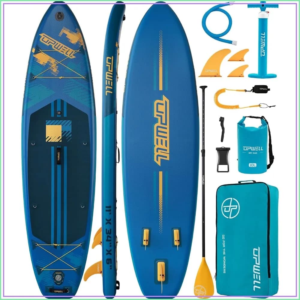 11'×34" Inflatable SUP Board for Adults & Teens, Premium Accessories, 120L Backpack, Paddle, Leash, Hand Pump
