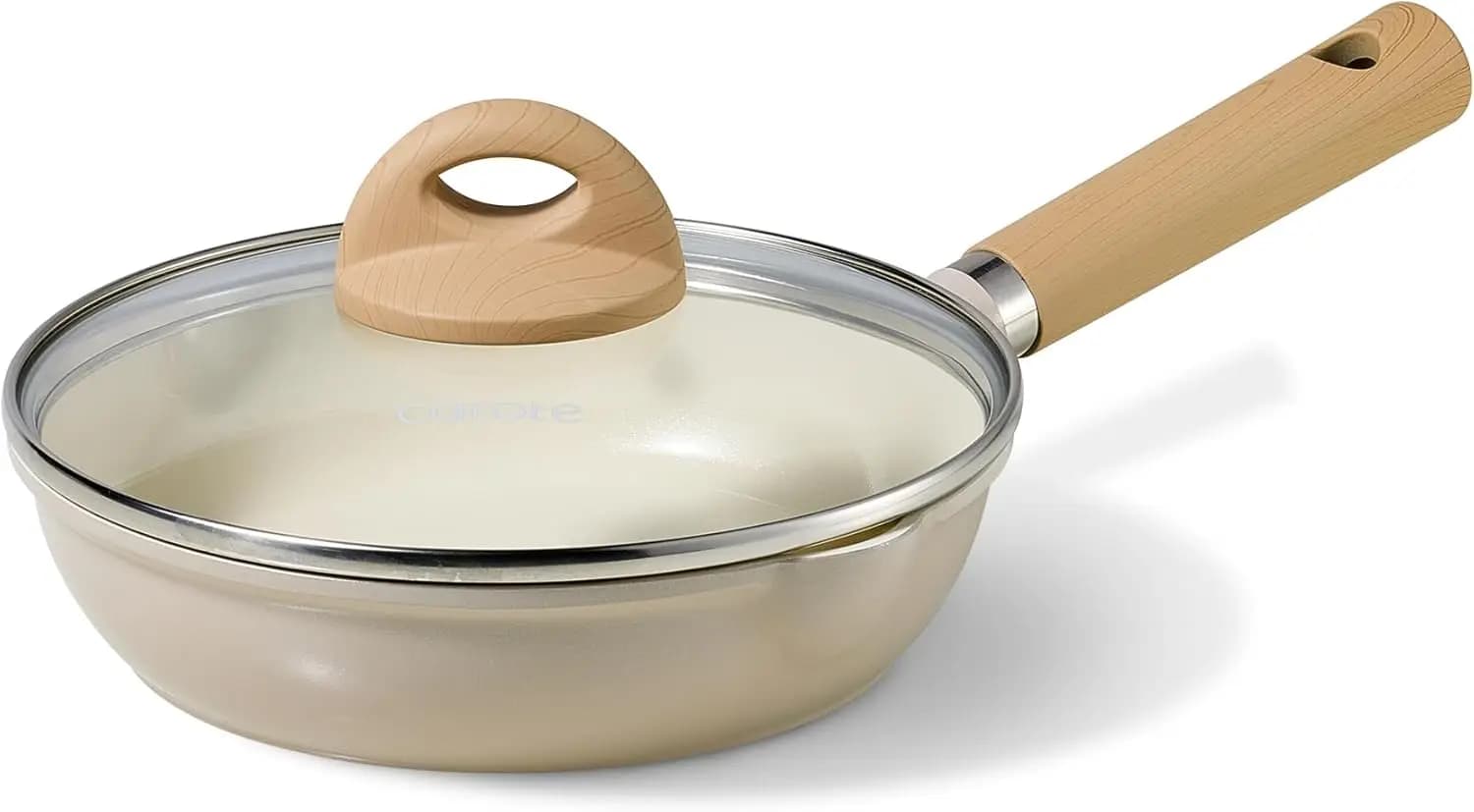 CAROTE 8-inch ceramic pan with lid, non-stick pan, Chef, Sana and PFOA/PFAS, Compatible with Induction