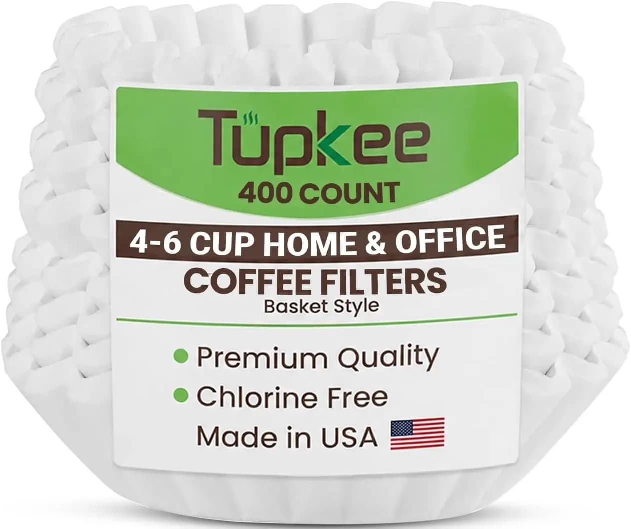 400 Unbleached Basket Coffee Filters for 4-6 Cup Makers, 6.88" Diameter, Thick & Strong