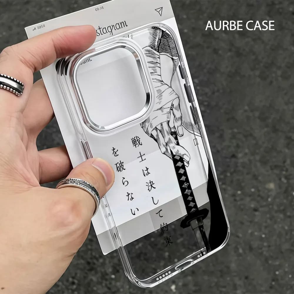 Custodia Aurbe per iPhone 17 16 15 14 13 12 11 Pro Max 16E con cornice lente argentata e scocca trasparente K-Kaizen