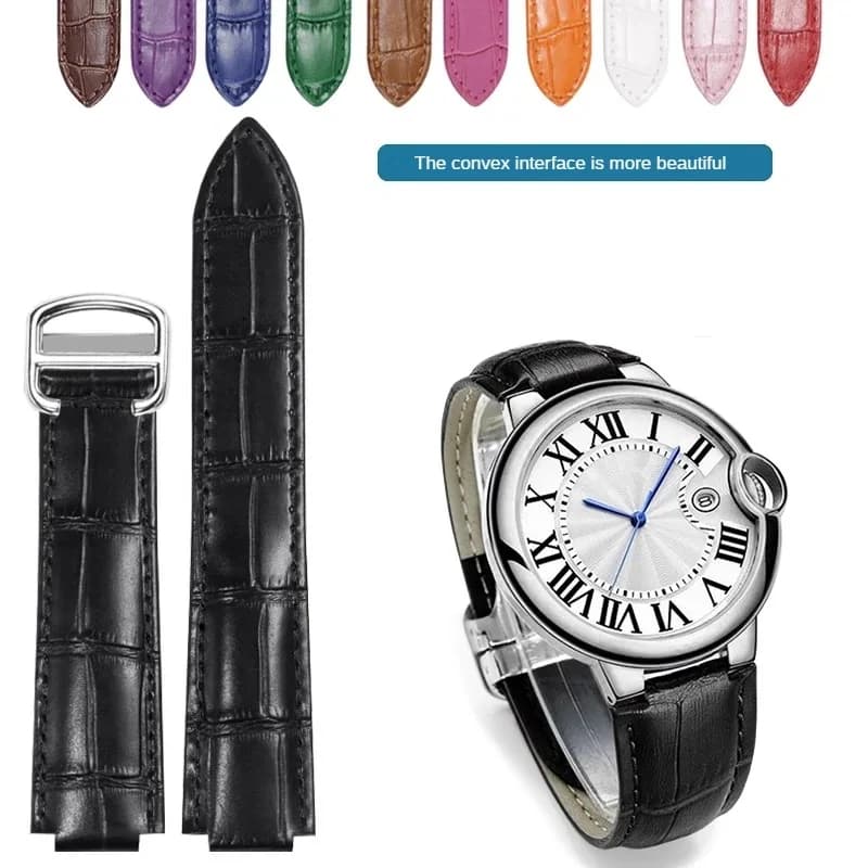 Replaced for crocodile leather watch strap with blue balloon series convex interface for men and women 14/16/18/20/22mm