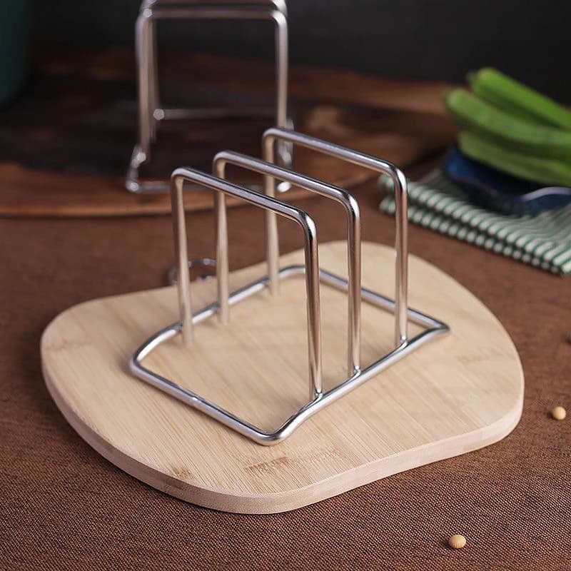 Stainless Steel Pot Lid Rack Cutting Board Rack Countertop Kitchen Storage Rack Space‑Saving Rustproof Chopping Board Organizer