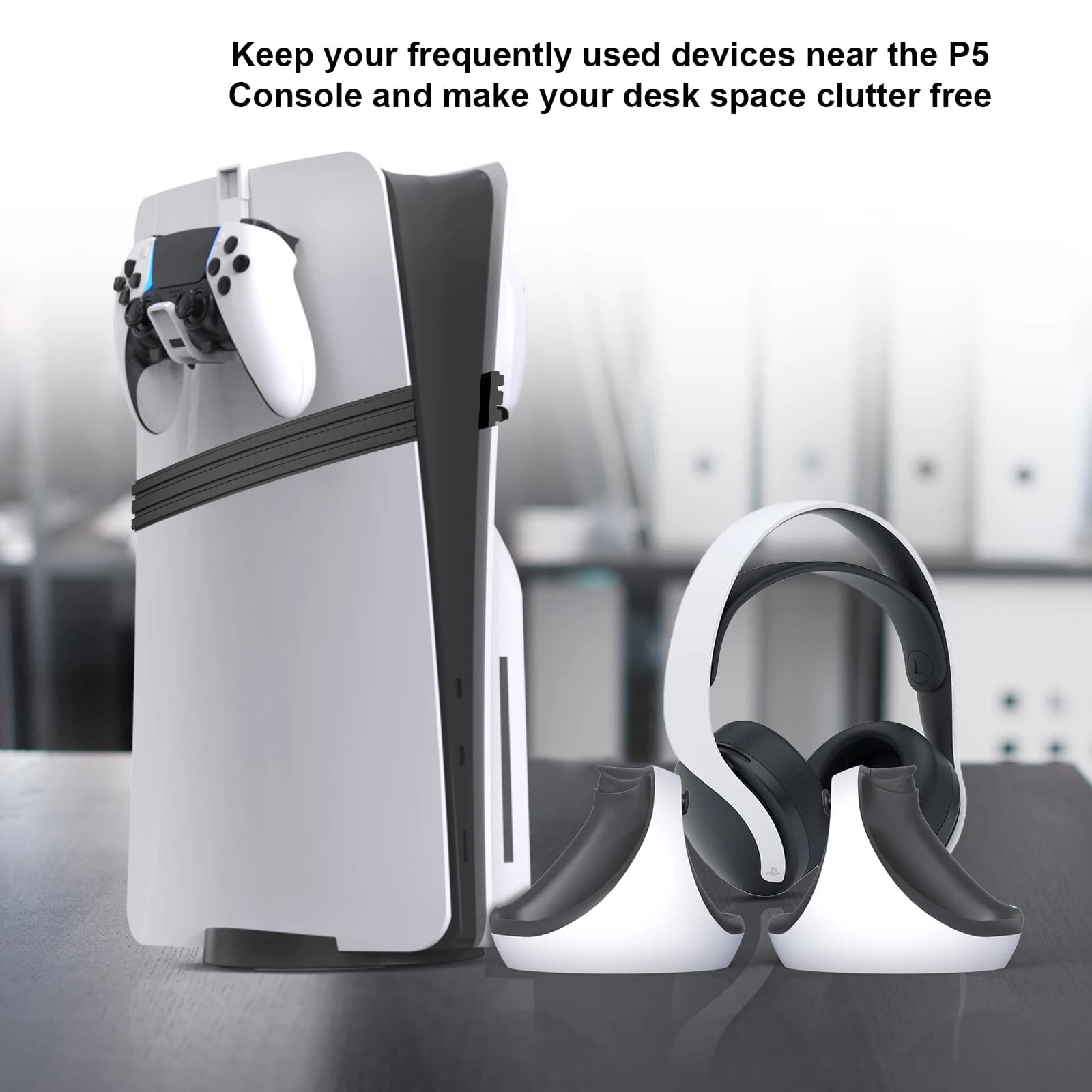 2 Pezzi Gancio per Cuffie Digitale da Parete per Console PS5 Pro/PS5/PS5 Slim - Kit di Montaggio a Muro
