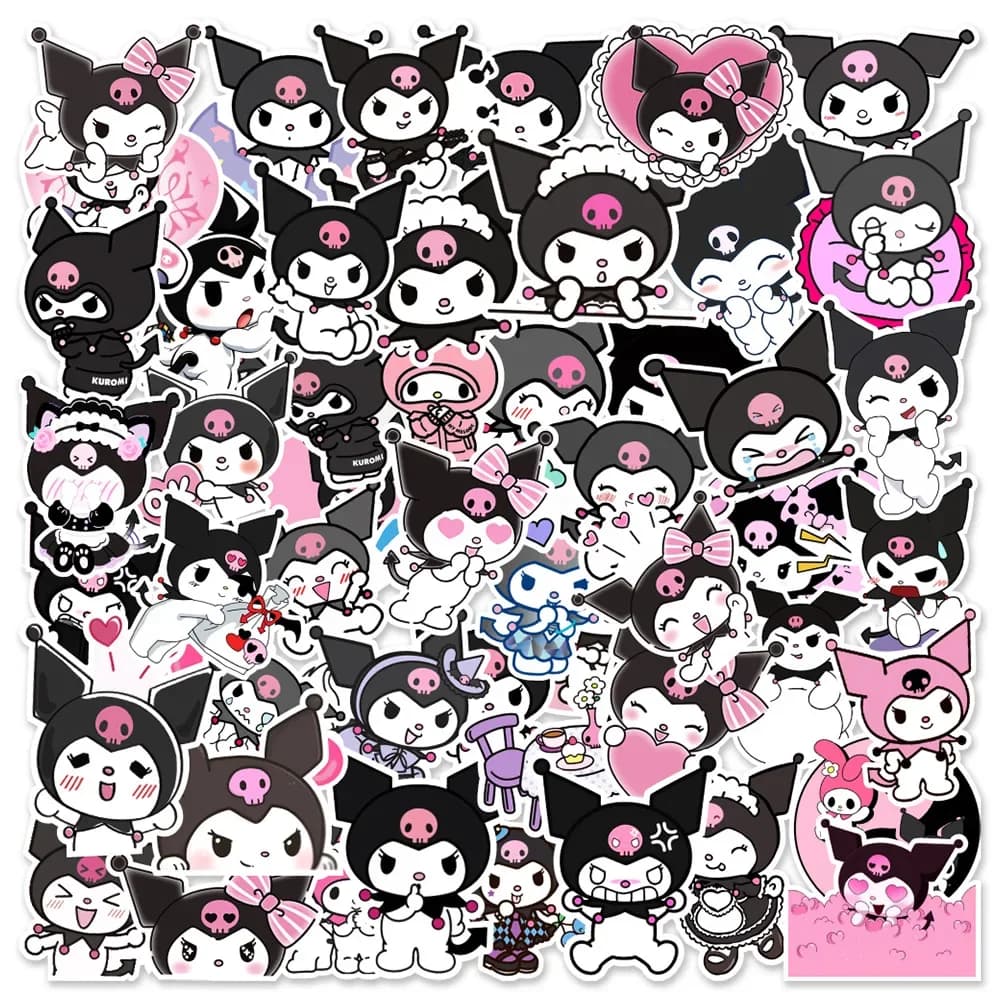 50 Pezzi Adesivi Kawaii Kuromi Anime Sanrio, Giocattoli per Bambini, Divertenti Decalcomanie Hello Kitty, per Telefono, Frigorifero, Quaderno, Cancelleria, Auto