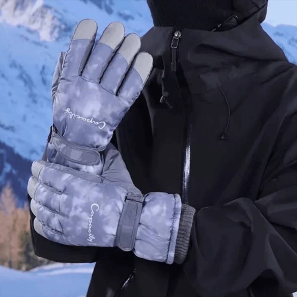 Tie Dye Winter Skiing Gloves Fleece Lined Anti-slip Plush Warm Riding Gloves Thermal Windproof Cycling Mitten for Women Sports