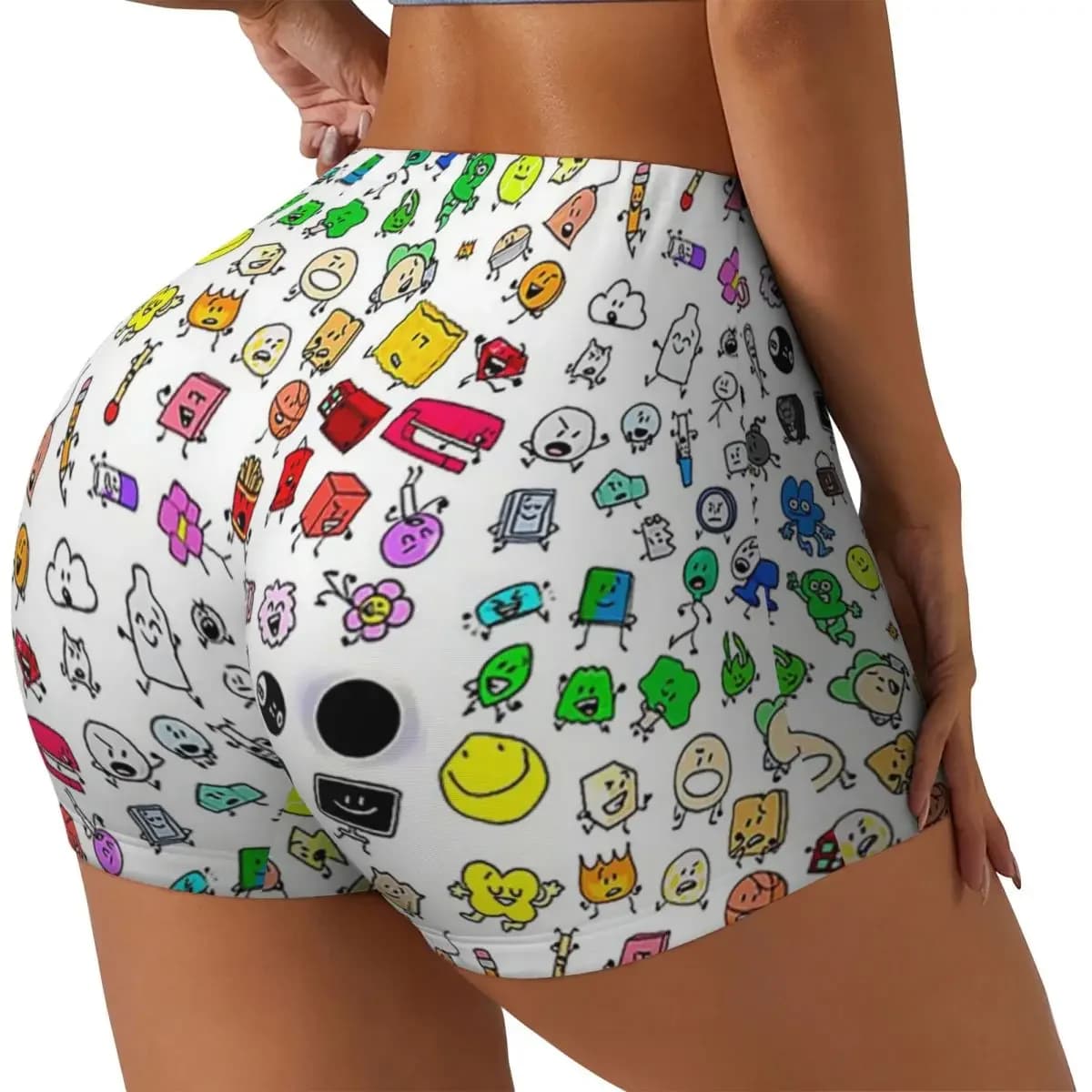 Custom BFDI All Characters (Transparent) Women Gym Workout Running Shorts Athletic Volleyball Biker Yoga Shorts