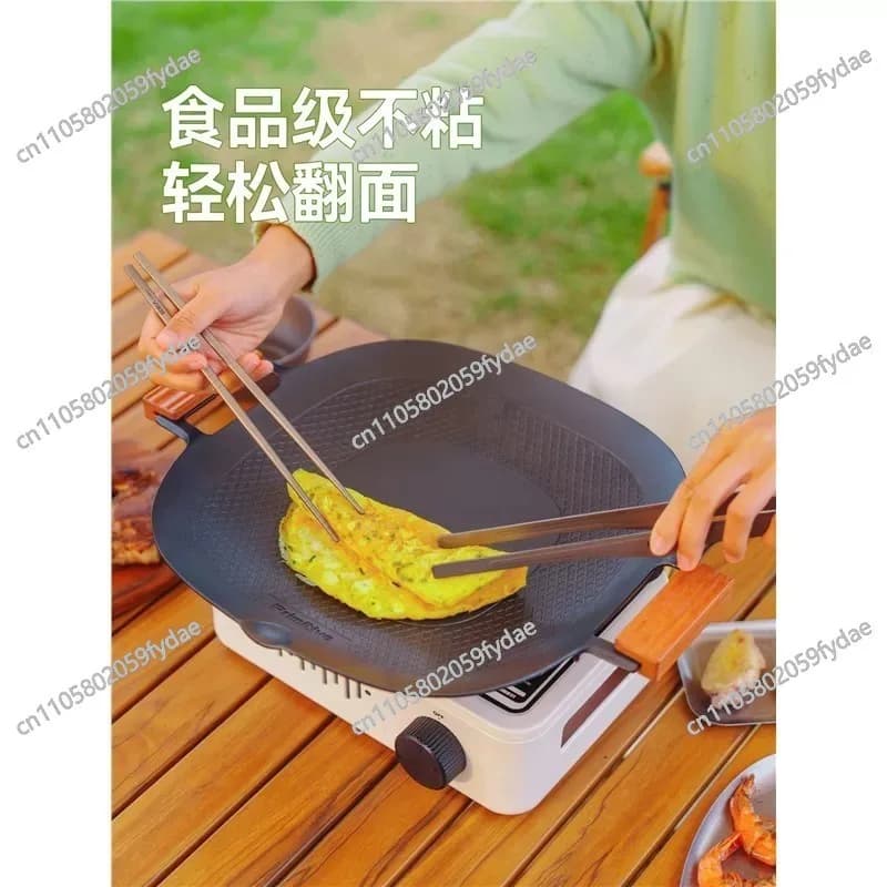 Padella Grill Portatile per Fornelli a Gas, Padella Antiaderente Quadrata Compatibile con Piani Cottura a Induzione