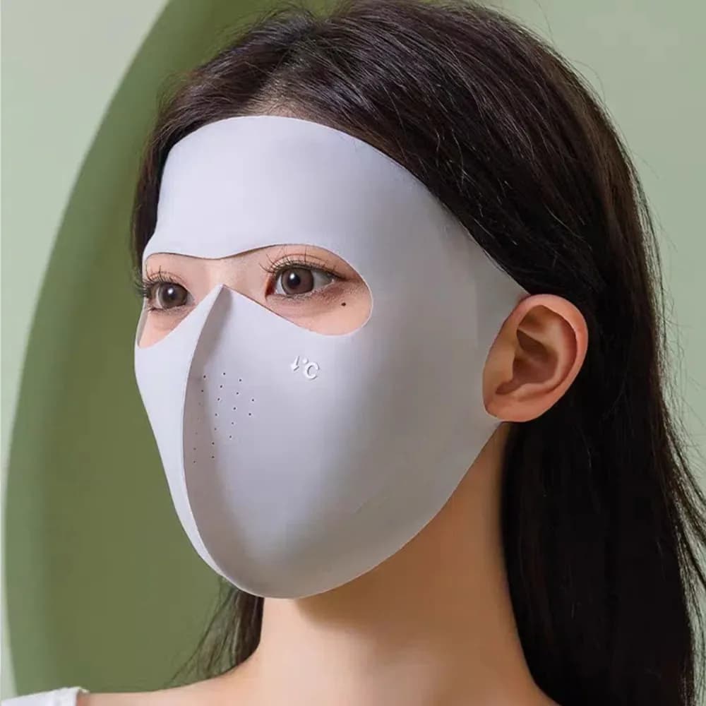 Maschera Solare Confortevole in Poliestere UPF50+ Traspirante Senza Cuciture in Seta Ghiaccio, Protezione Solare Elastica Sottile per il Viso, Ideale per Viaggi