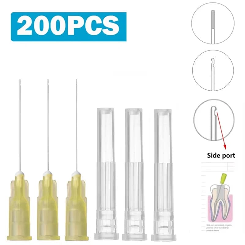 200 pezzi punte per aghi per irrigazione dentale 30GA Endo foro laterale chiuso per la pulizia del canale radicolare punte per siringa endodonzia