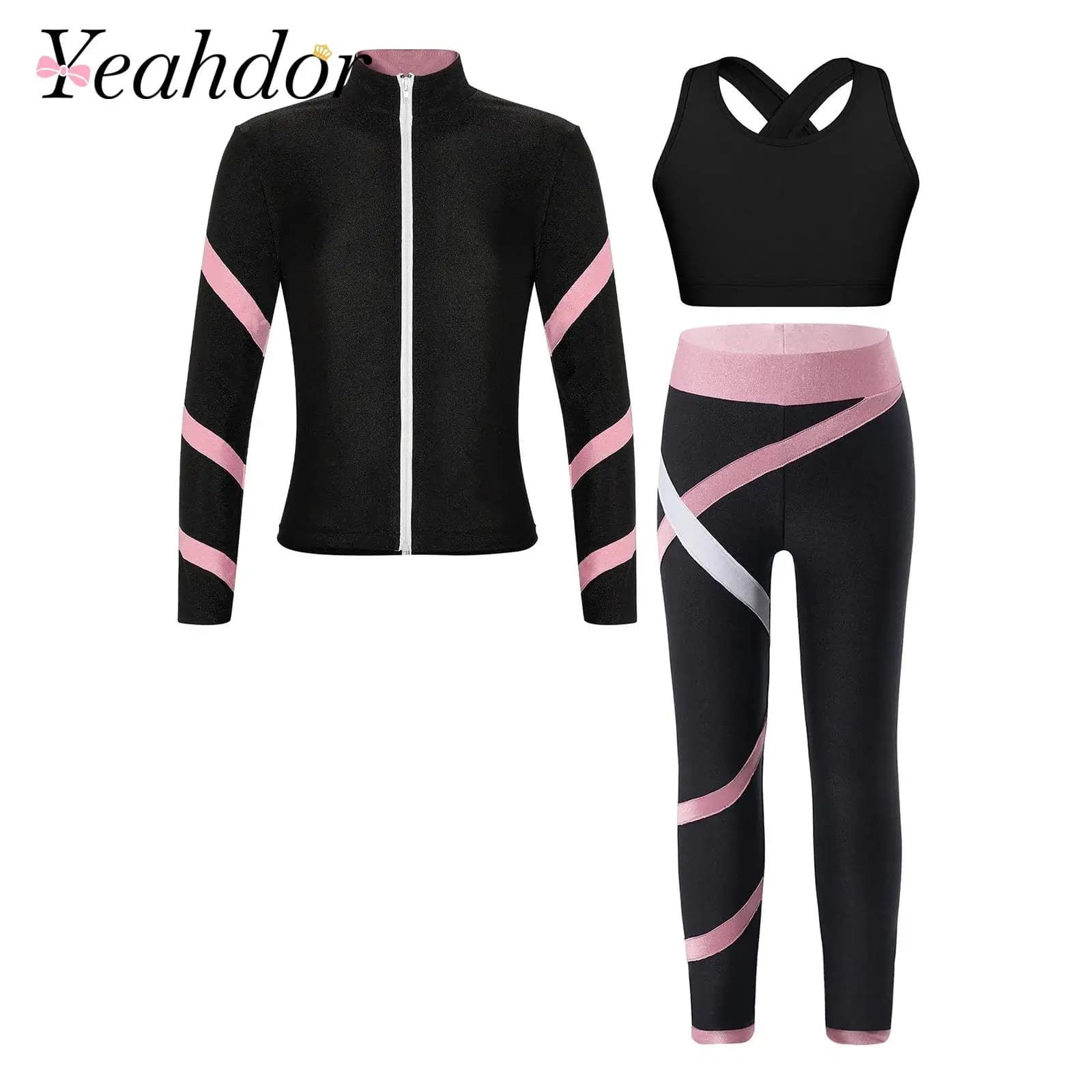 Tuta da ragazza per bambini, palestra, abbigliamento sportivo, ginnastica, pattinaggio di figura, costume, set di abbigliamento per allenamento yoga, corsa, cappotti, leggings